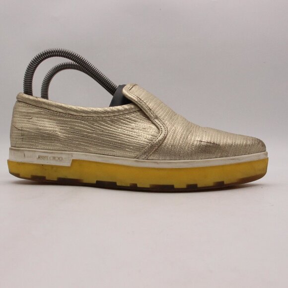 Jimmy Choo Metallic Gold Shoes Women's Size EU 37.5 Slip On Casual Shoes - Picture 1 of 13